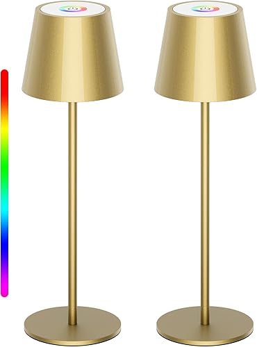 Aipsun Lámpara de mesa inalámbrica, paquete de 2 lámparas LED modernas recargables con pilas, impermeable, lámpara táctil de atenuación continua disponible en Yaxa El Salvador