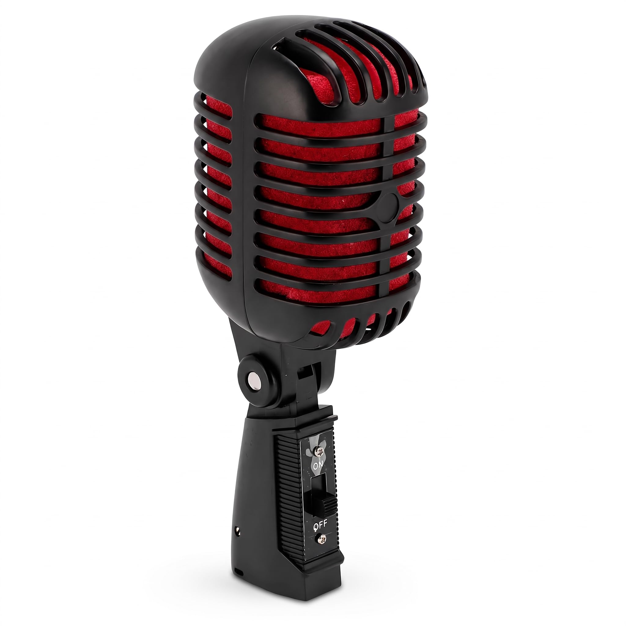 SENECESLI Vintage Mikrofon, Dynamisches Retro Gesangsmikrofon mit Selbstspannendem Rotierendem Gestell, Klassisches Dynamisches Mikrofon aus Zinklegierung für KTV Bühnenstudio (Black)