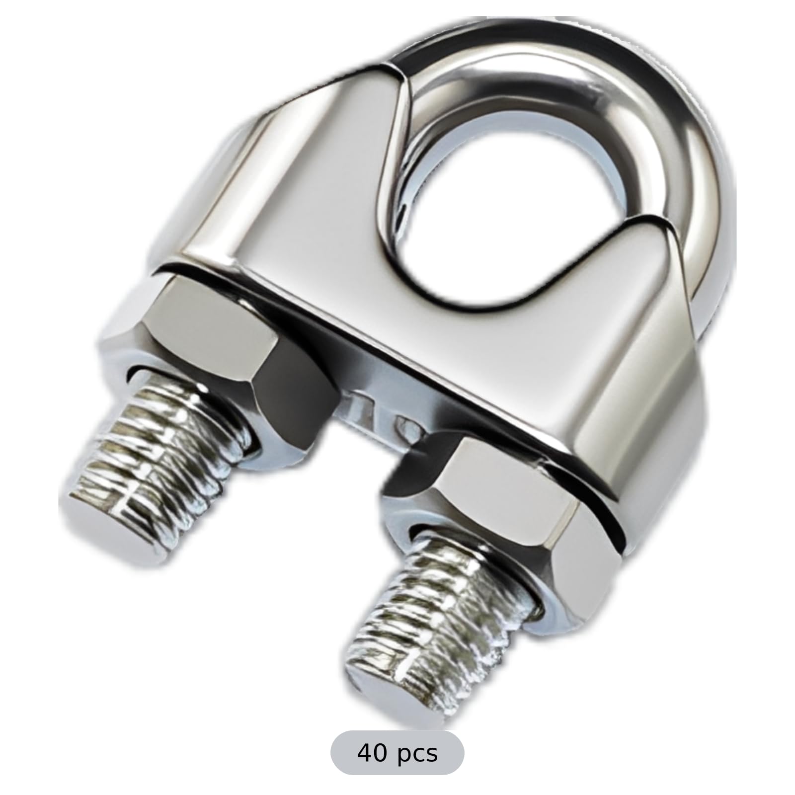 Lot de 40 serre-câbles M6 en acier inoxydable 304, clips de câble en U, fixations pour gréement, milieu marin, ancrage, usage industriel et connexions sûres, argent, 5,9 x 5,9 x 3,9 in