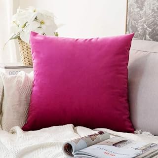 Khooti Velvet Cushion Cover Pack of 1-18" x 18" / 46 x 46 cm - Pink - Soft Pillow Covers Cushion Case for Sofa Bedroom Livingroom Chair Car, Cushion Cover