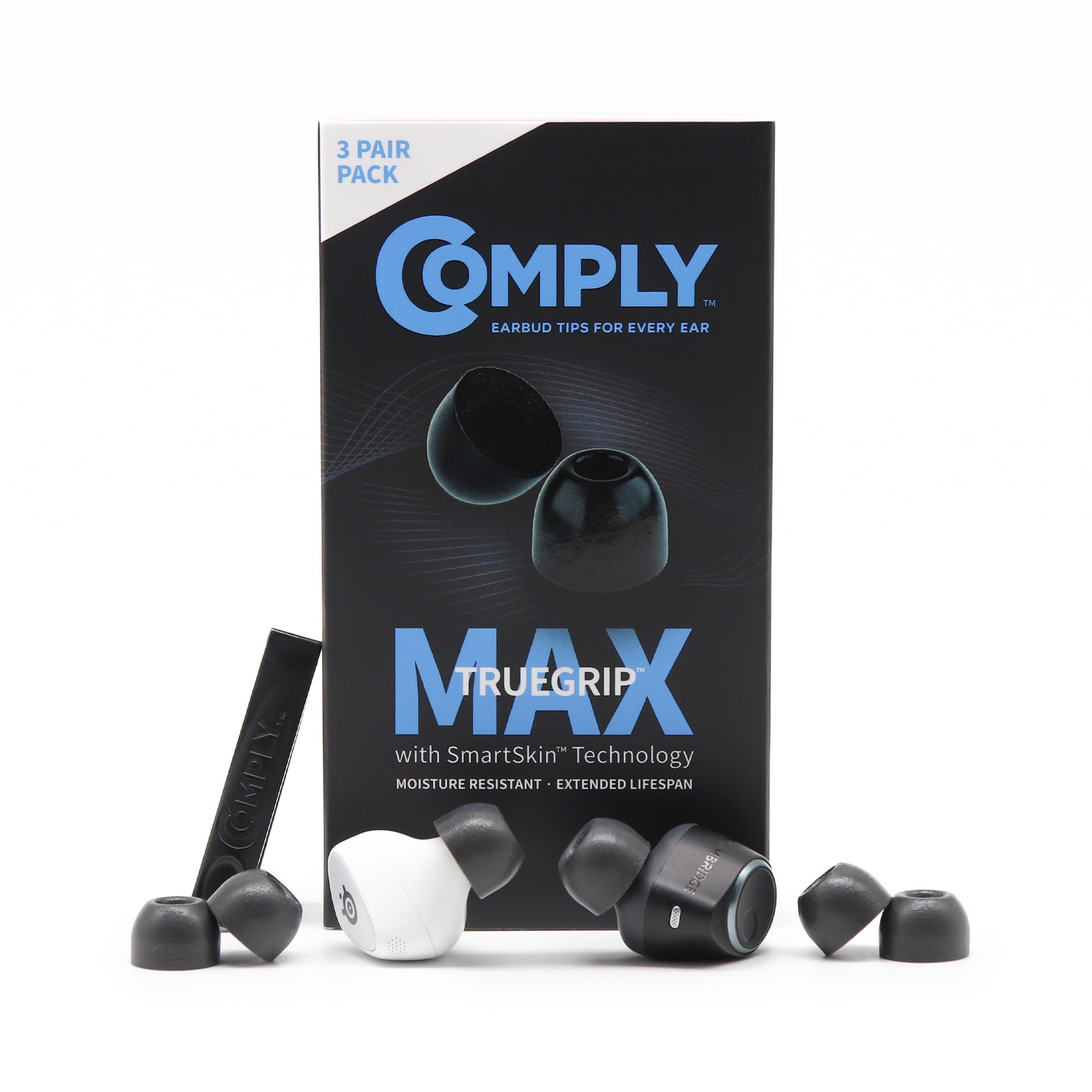 Comply TrueGrip MAX TW-170-A - Almohadillas de Espuma viscoelástica TrueGrip MAX para Bowers & Wilkins, Jabra, SteelSeries, TOZO, Soundcore | Máxima Comodidad, Ajuste Seguro, Aislamiento de Ruido