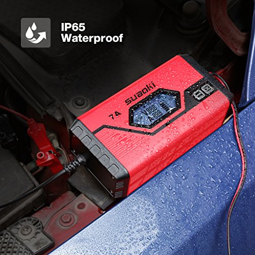 SUAOKI Smart Battery Charger/Portable Battery Maintainer Waterproof 12V 7A/3.5A Fully Automatic Trickle Charger for Car Truck Motorcycle Boat RV Lawn Mower SLA Wet MF GEL AGM 12V LiON Battery（ICS7+） - Thumbnail 4