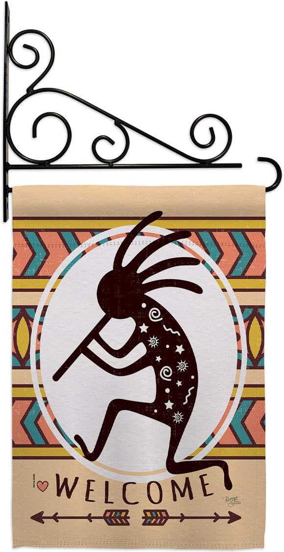 Welcome Kokopelli Dance Garden Flag Set Wall Holder Country Living Southwest Desert Cactus Succulent Particular Area Small Decorative Gift Yard House Banner Made In USA 13 X 18.5