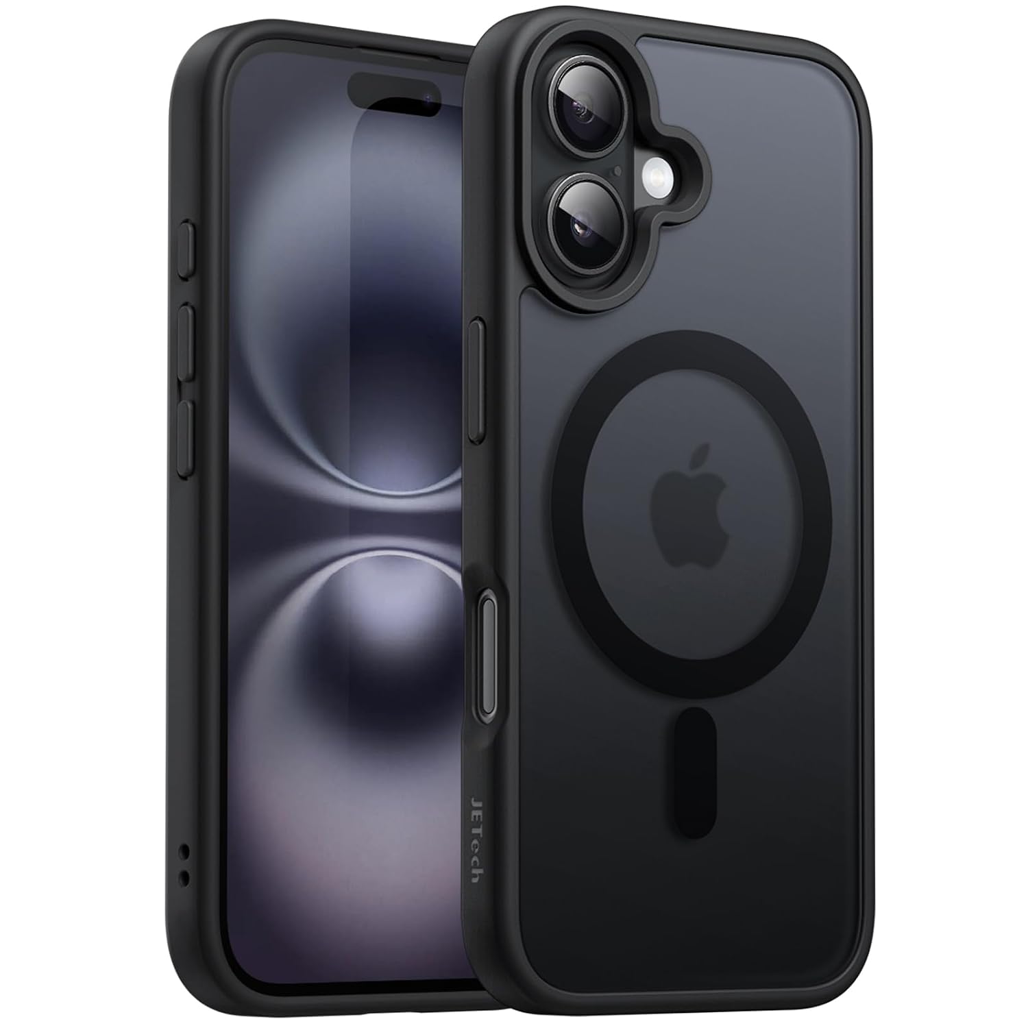 JETech Magnetic Matte Case for iPhone 16 Plus, Black | Cover Compatible with MagSafe, Translucent Matte Back, Slim Shockproof Protection
