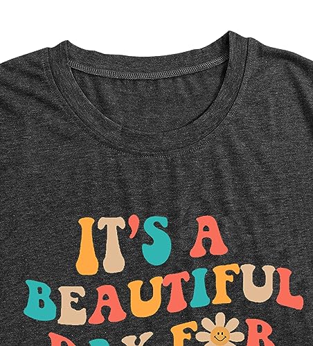 Plus Size Teacher Shirts Tops Women It's a Beautiful Day for Learning Tshirt Oversized Teach Tee Gift4