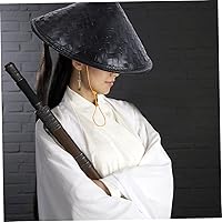 Vista 6 de Sombrero de bambú, máscaras de Halloween, sombreros para niños, casco de caballero, sombrero de fiesta, samurái, media máscara, cono de paja, sol