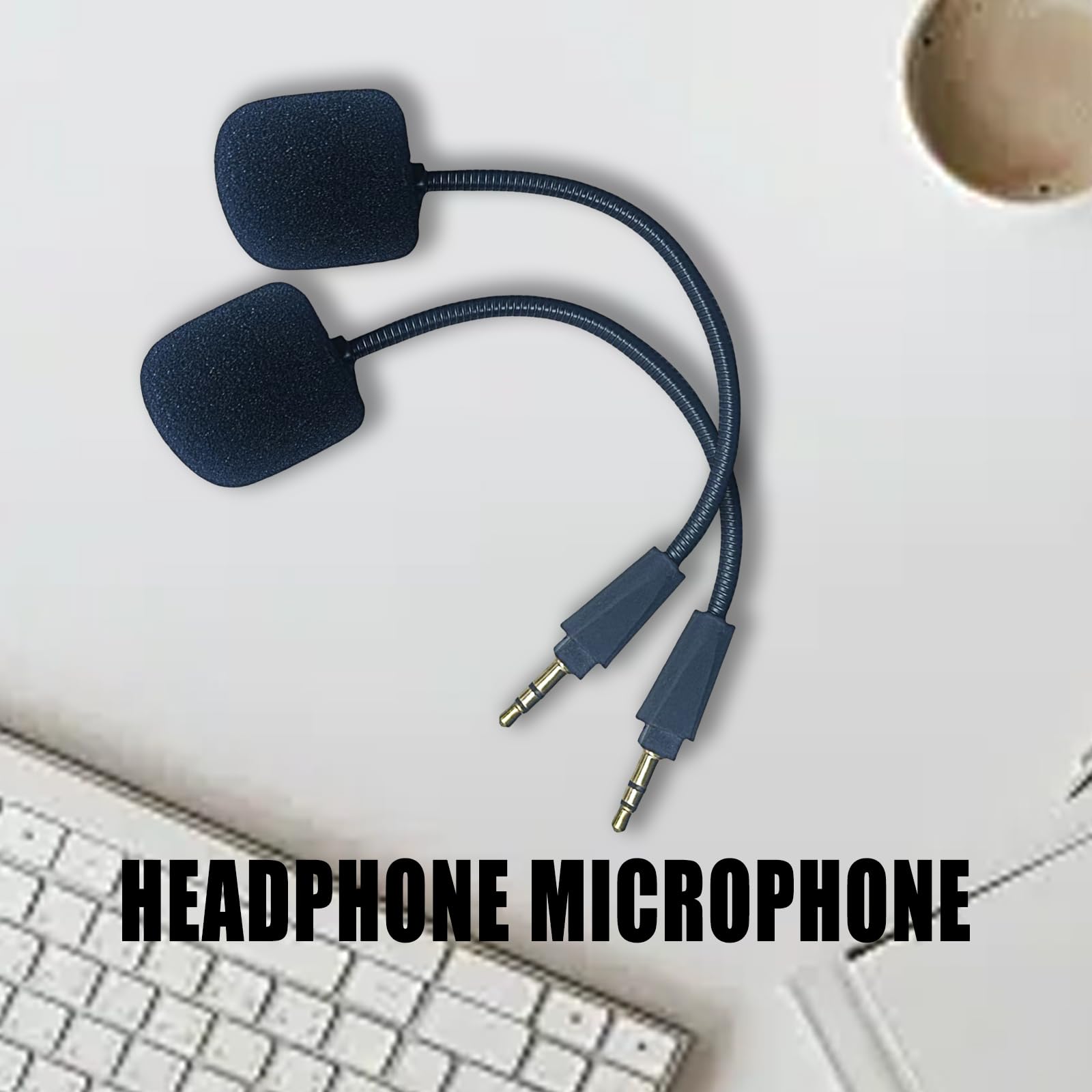 High Sensitivity Replacement Mic 3.5mm Plug Microphone for Over Head Earphone with Sponge Sleeve Black