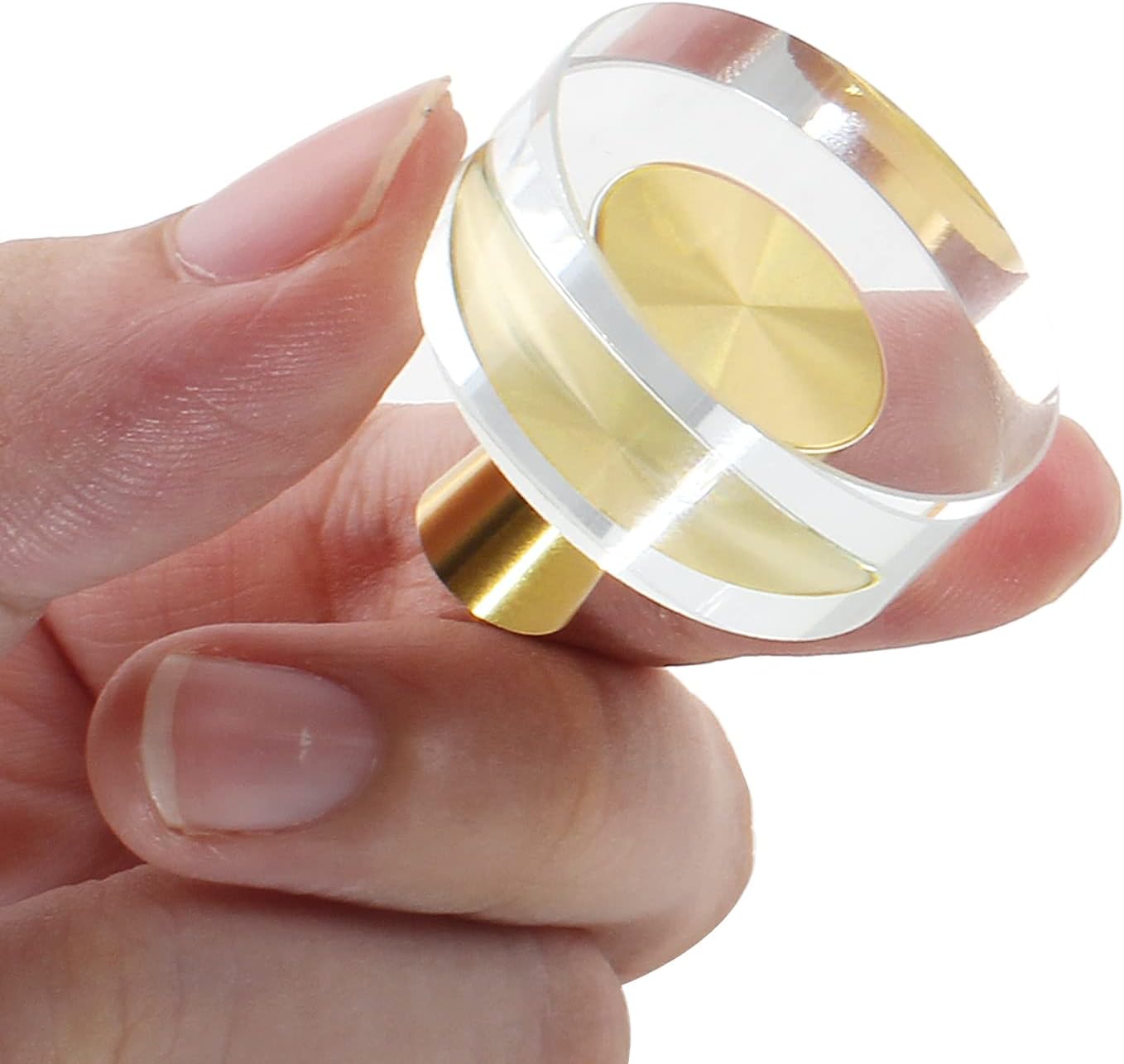 Uenhoy 6 Pack Glass Crystal Cabinet Knobs Round Drawer Knob Pulls Gold Crystal Knobs for Cabinets and Drawers - 1-1/4 Inch