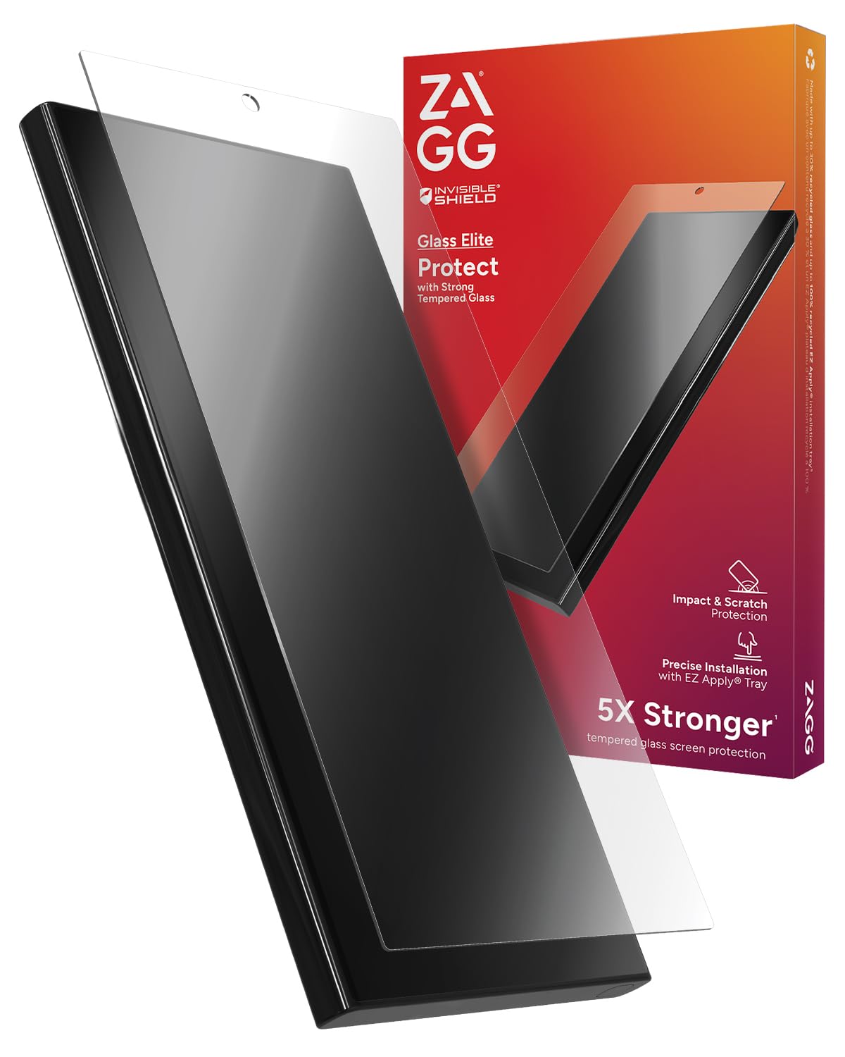 ZAGG InvisibleShield Glass Elite Protecteur d'écran pour Samsung Galaxy S24 Ultra, résistant aux rayures, aux taches, durable, transparent