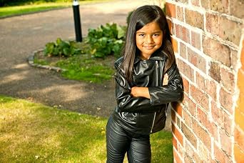 Kids Jackets Girls Designer's 100% Leather Jacket Zip Up Biker Coats (1-13Years)