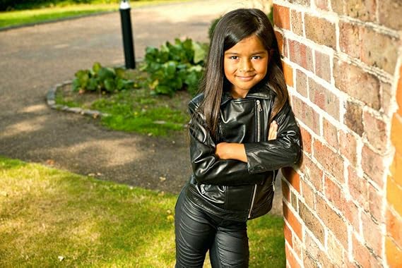 Kids Jackets Girls Designer's 100% Leather Jacket Zip Up Biker Coats (1-13Years)