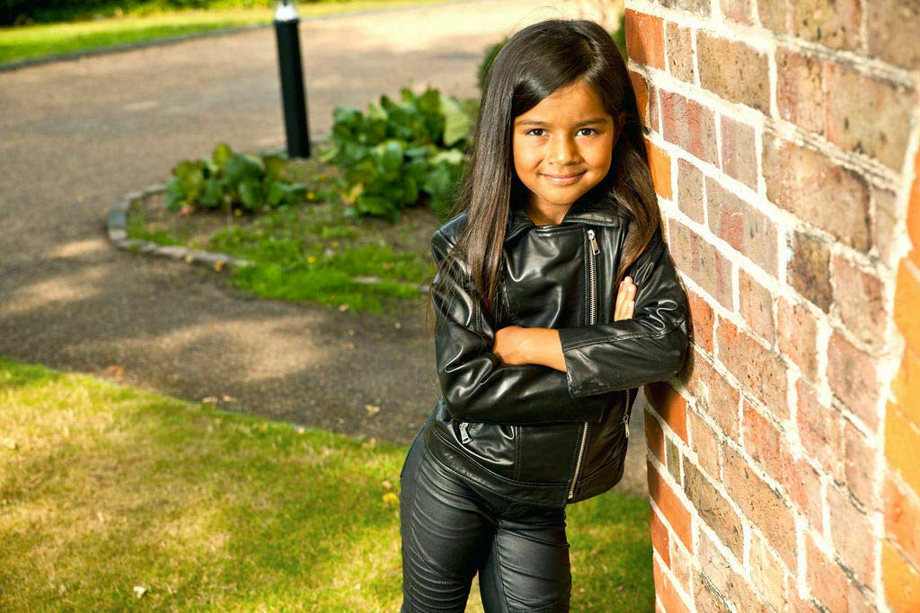 Infinity Leather Chaquetas Para Niños Chaqueta de 100% Cuero de Diseñador Para Niñas Abrigos de Motorista Con Cremallera (1-13 Años)