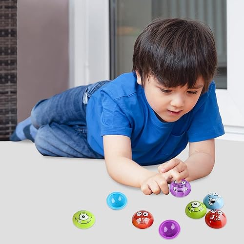 Miniatura 4 de ArtCreativity Monster Poppers, juego de 12, juguetes de media bola emergentes en varios colores y diseños, juguetes retro de los años 90 para niños,