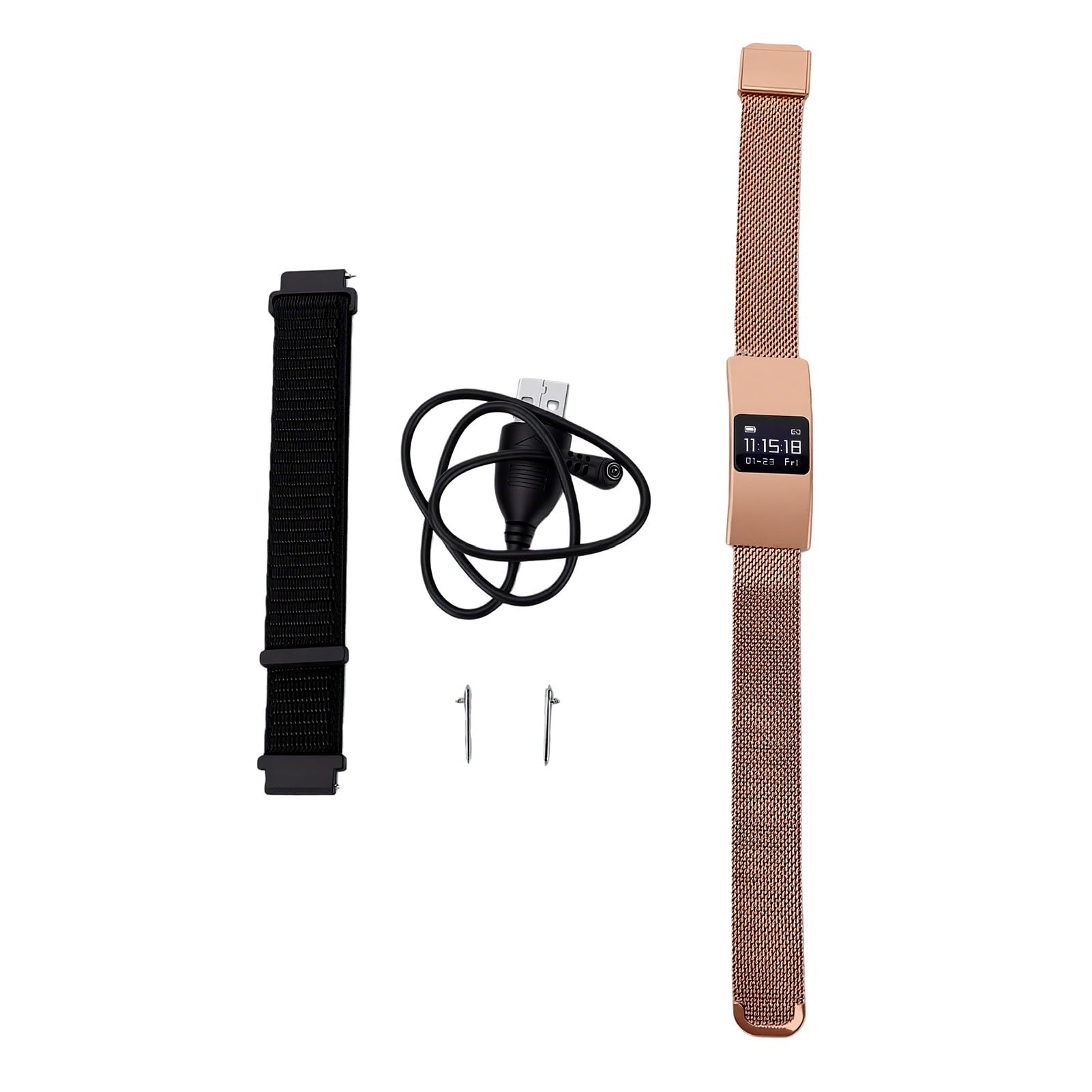 Dpofirs Braccialetto Smart Indossabile, Tracker attività Fitness per Donna e Uomo, Cinturino Regolabile in Acciaio Inox, for Sport Quotidiano e Allenamento