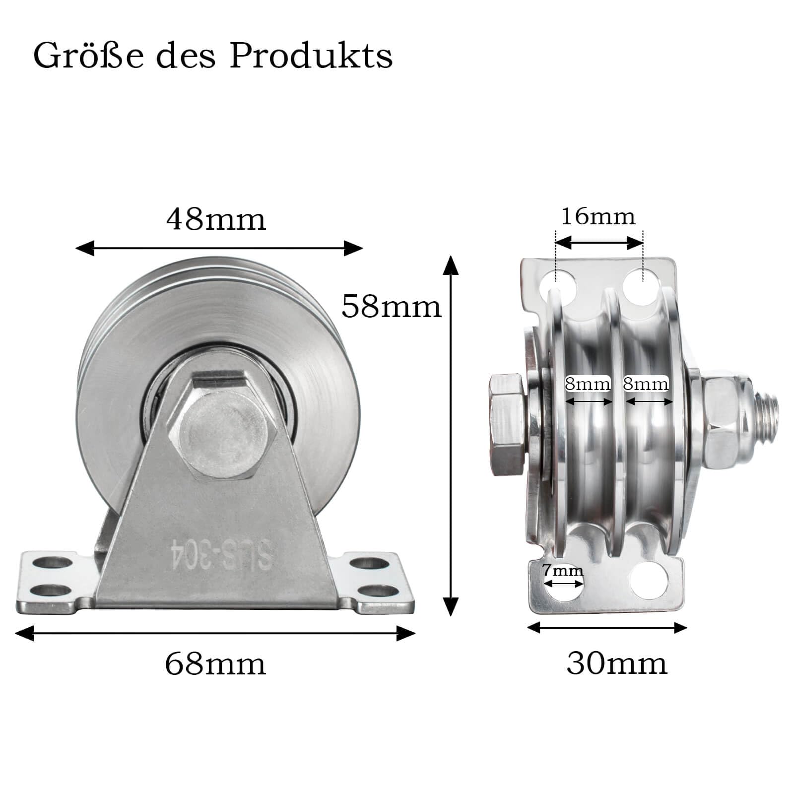 2 Carrucole In Acciaio Inox Da 48mm - Per Sollevamento, Fitness, Lavoro - Portata 500kg - Foto 10