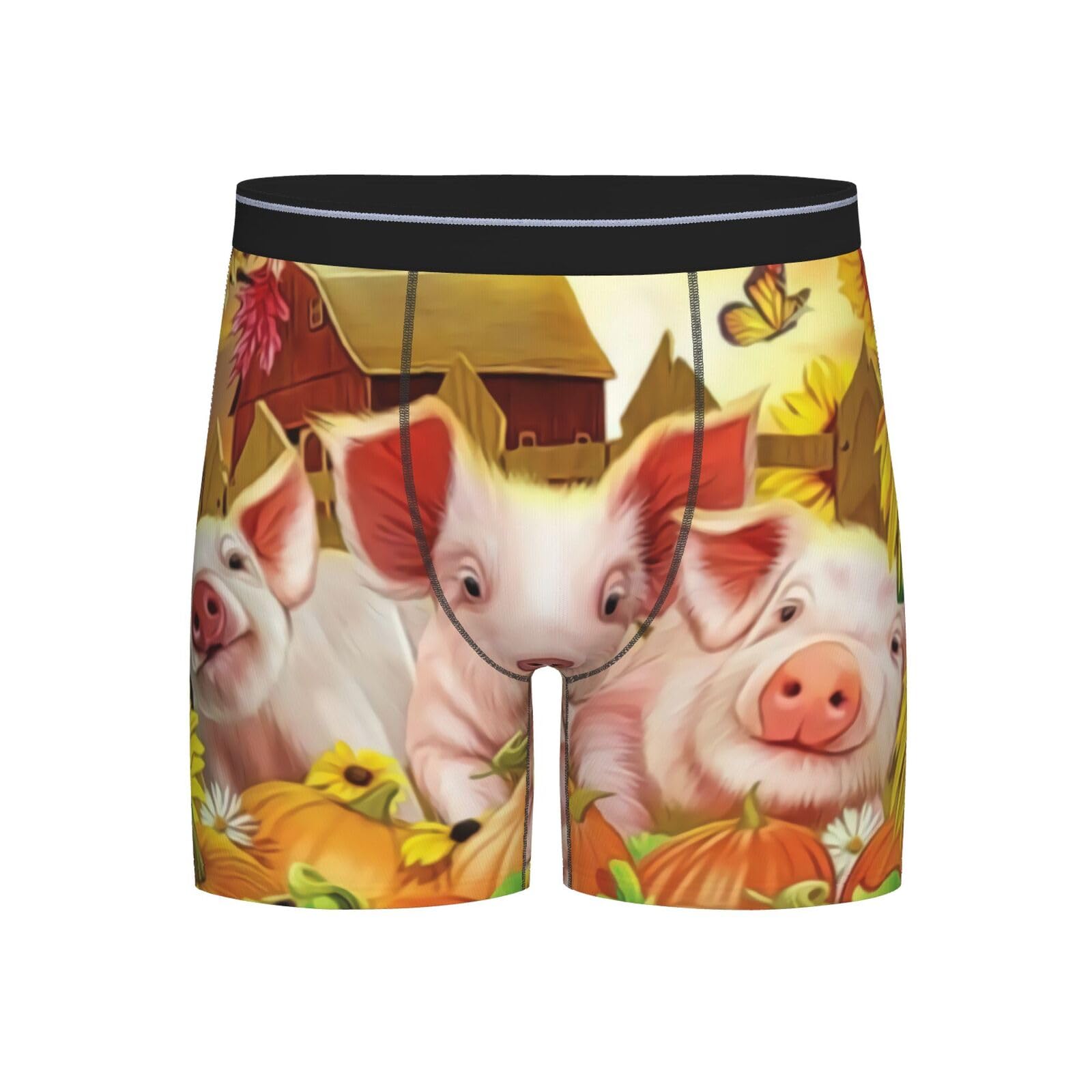 ASEELO Men's Boxer Shorts Cute Pig Long Leg Boxer Briefs Comfortable Stretch Men Underwear Trunks L
