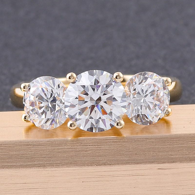 10K 18K 14K Solid Gold 2-4 CT Three Stone Moissanite Engagement Ring for Women D Color VVS1 Clarity Simulated Diamond Ring3