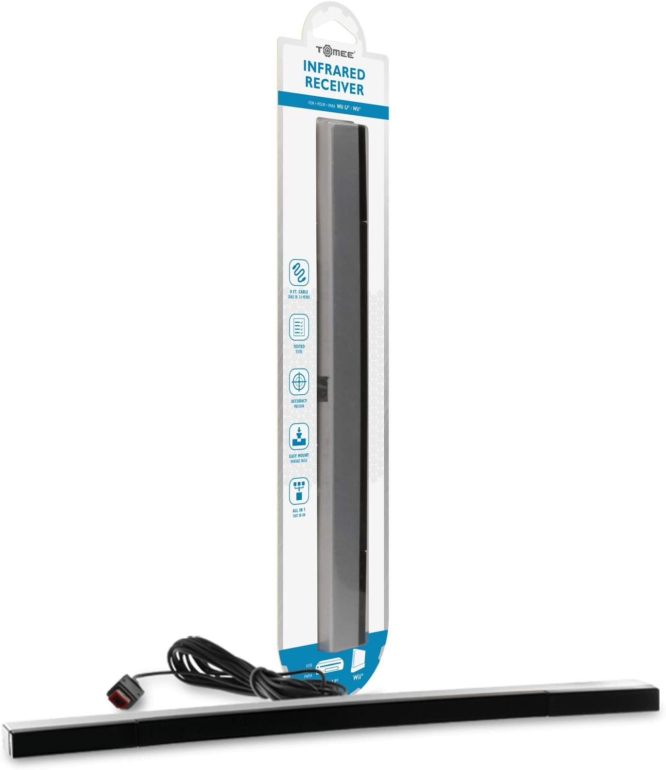 Tomee - Wired Sensor Bar for Nintendo Wii/Wii U Gaming Consoles, Includes Durable Stand