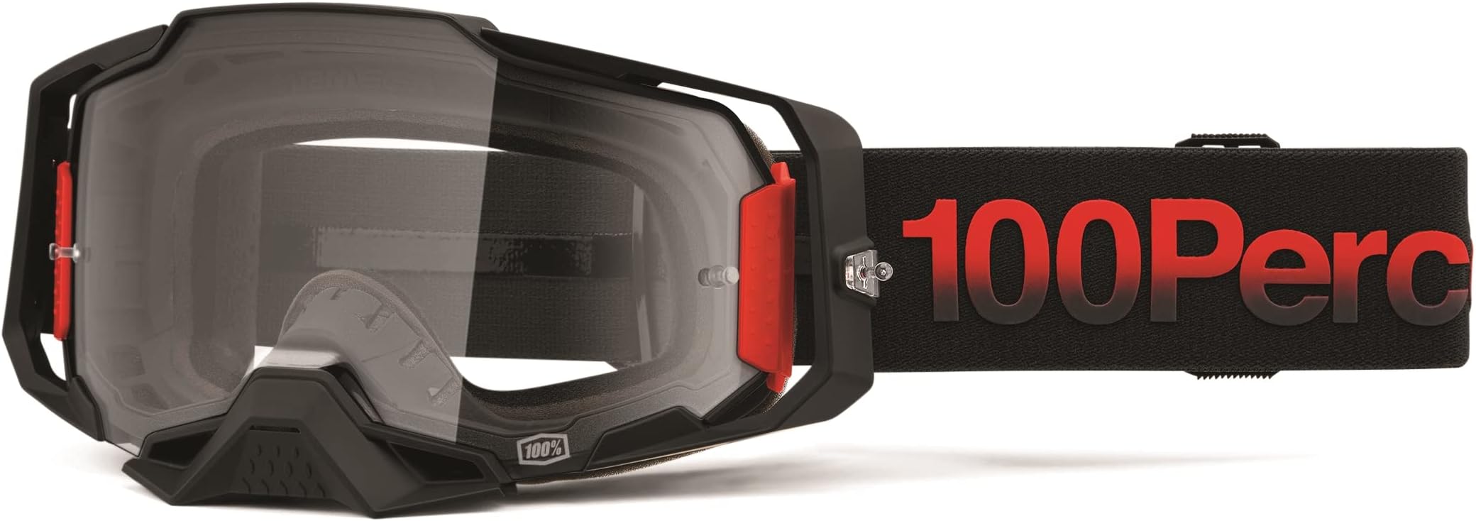 100% Armega Tzar Cycling Goggles, Red/Black, Clear Lens