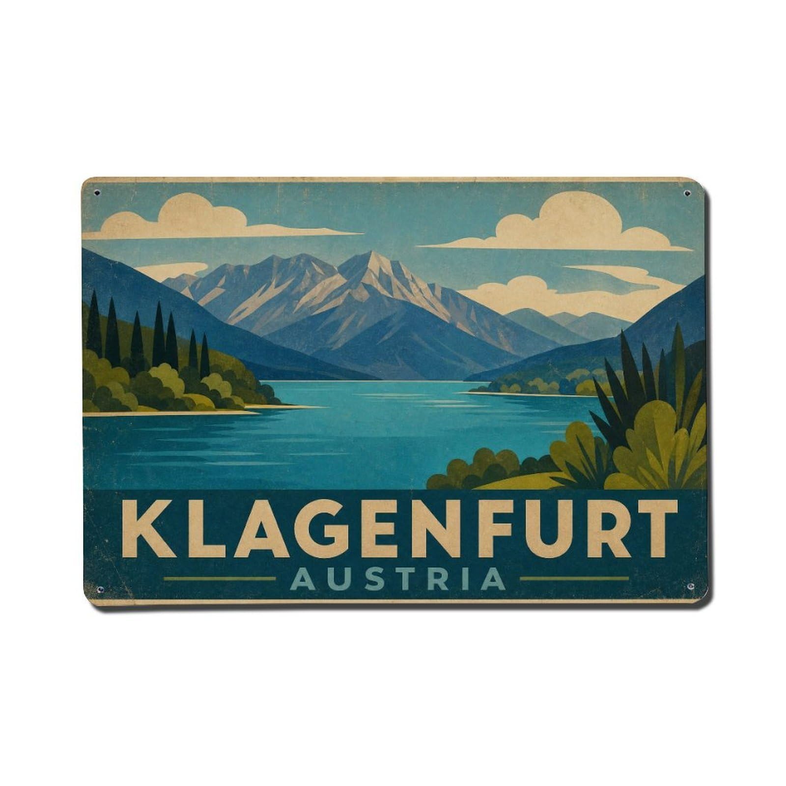 Retro Travel Austria Klagenfurt Metal Tin Sign Plaque Wall Decor for Cafe, Club Bar, Office, Garden Metal Poster 8x12Inch