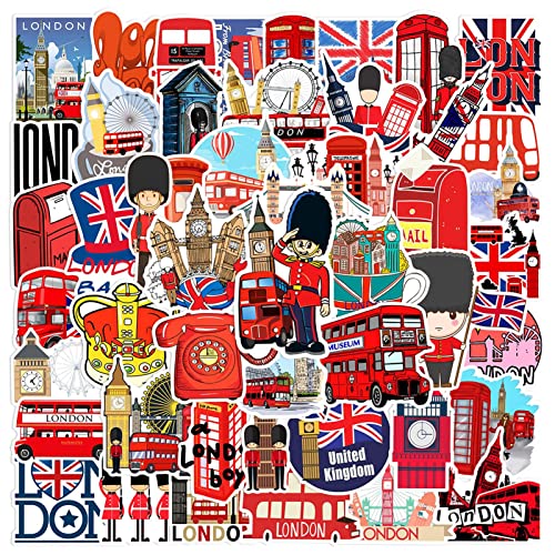 Yatoiasu Autocollants de Drapeau Britannique - Autocollants de Bus Rouges Union Jack London | Autocollants imperméables pour Hydroflask, Bouteilles d'eau, Ordinateur Portable, Ordinateur, Planche à