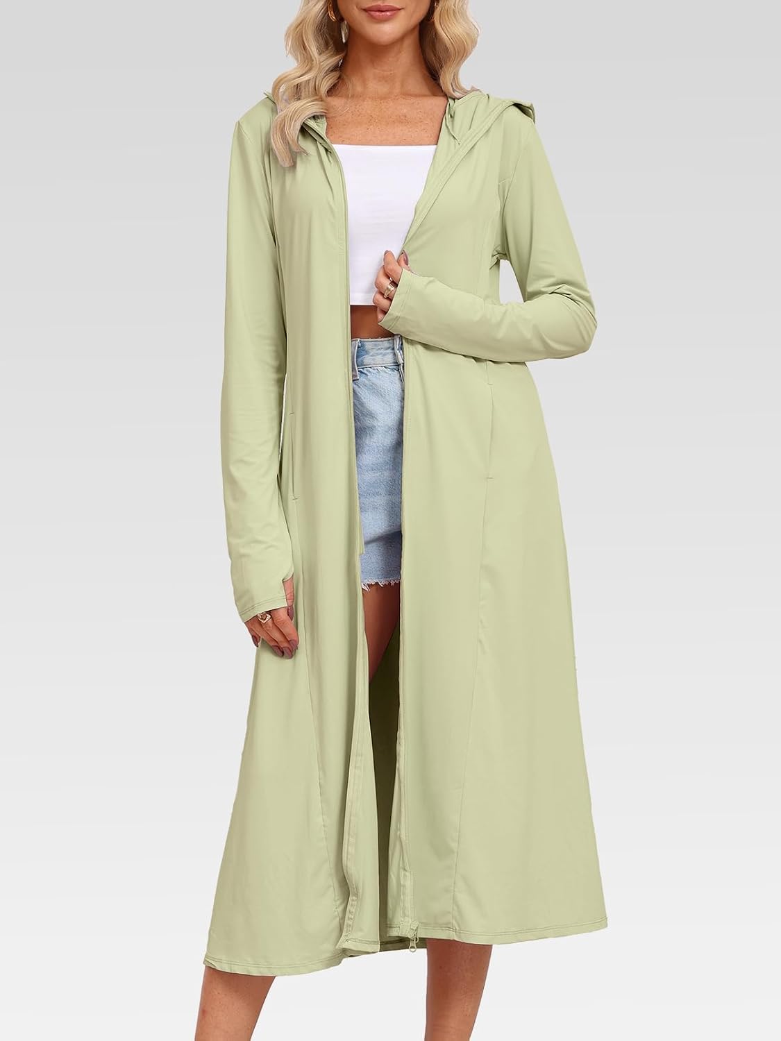 Sun Protection Clothing Women Long Sleeve UPF 50+ Swimsuit Cover Up Lightweight Full Zip UV Dresses for Women