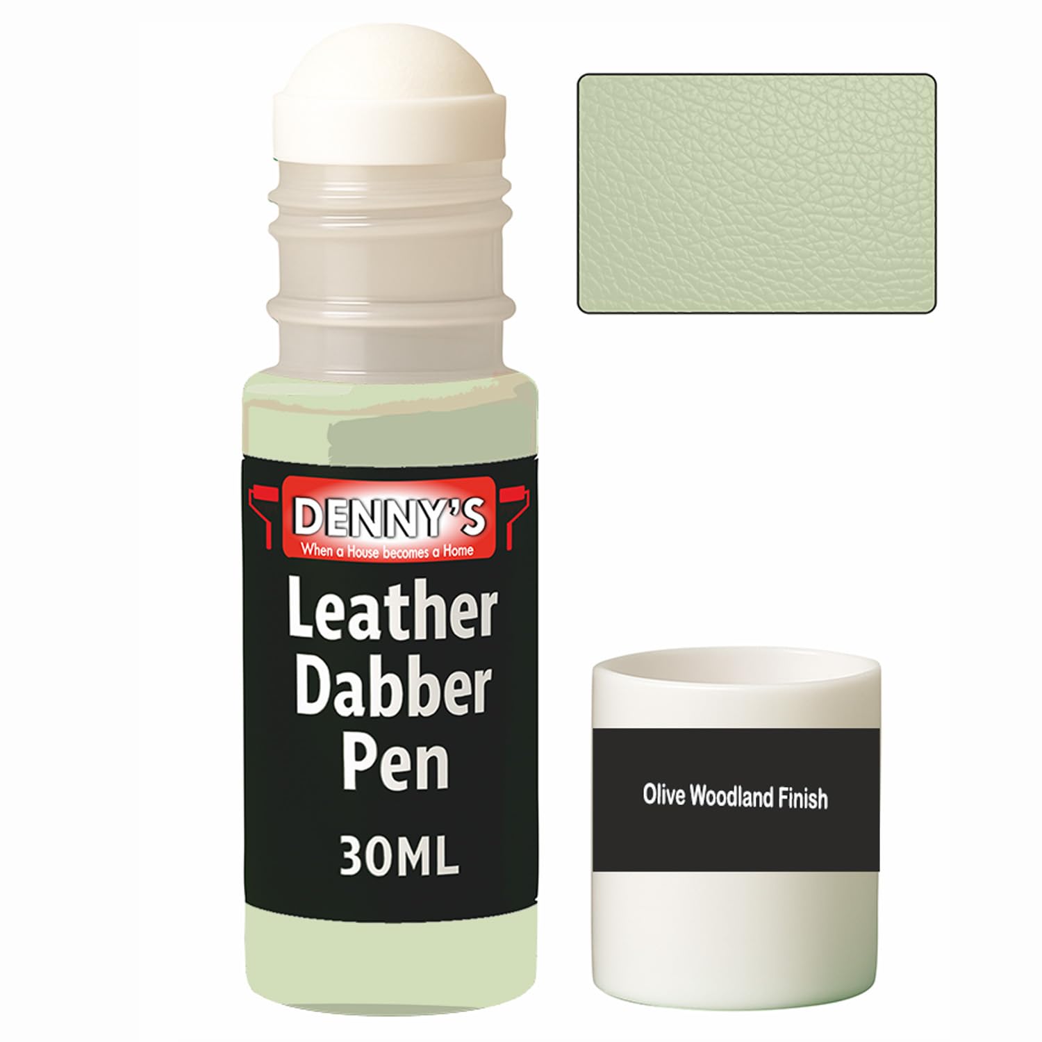 Leather Dabber Pen, 30ml, Leather Recolouring Paint Dye Balm Sofas, Repair Faded & Scratched Upholstery Car Seats, Shoes, bags, belts Green Shades (Olive Woodland Finish)