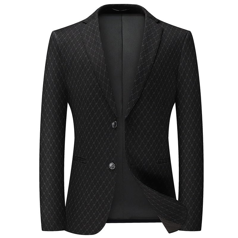 Mens Black Casual Slim Fit Sport Coats One Button Stylish Business Suit Jacket