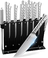 Vista 1 de Knife Set, Ultra Sharp knives set for kitchen with block, Anti rust Stainless Steel Chef Knife Set with Steak Knives 15PCS