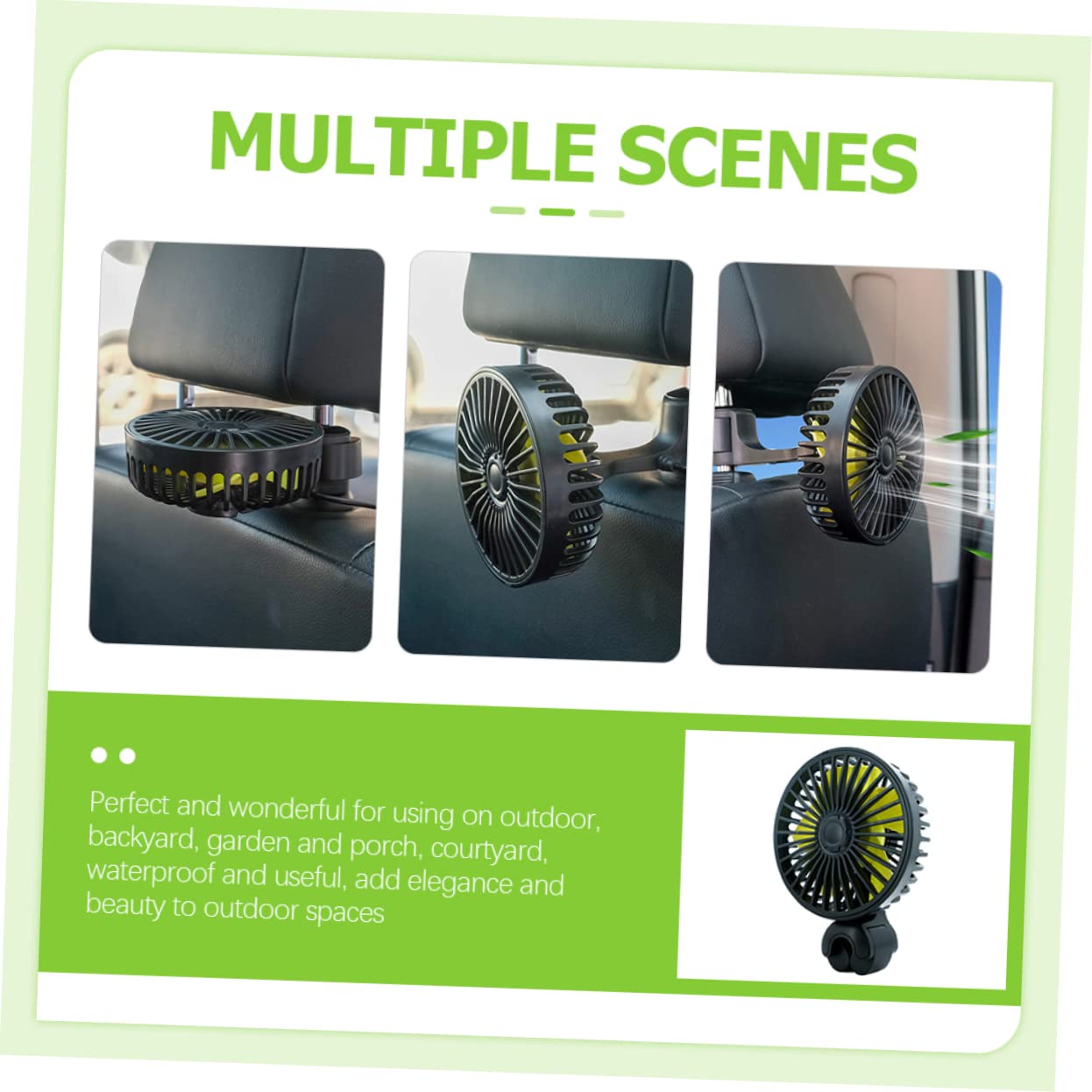 KALLORY Clip Car Fan USB Powered Backseat Cooling Fan Speed with Design for Strong Airflow for Summer Use Vehicle Includes Aroma Space