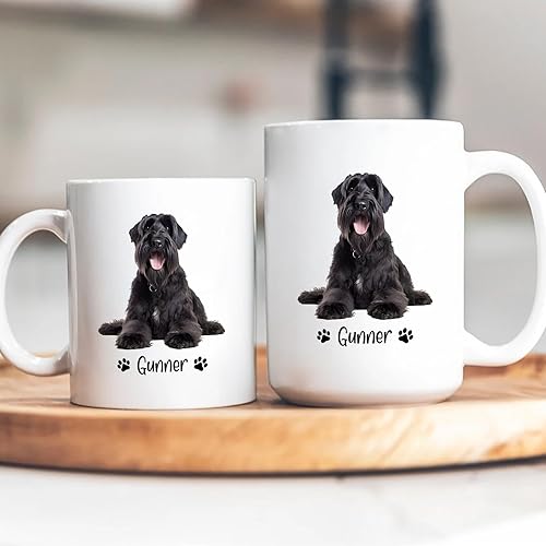 Miniatura 6 de Taza de café de perro Schnauzer gigante personalizada, regalos para mamá, papá, familia amantes de los perros, taza con nombre personalizado, 11 oz
