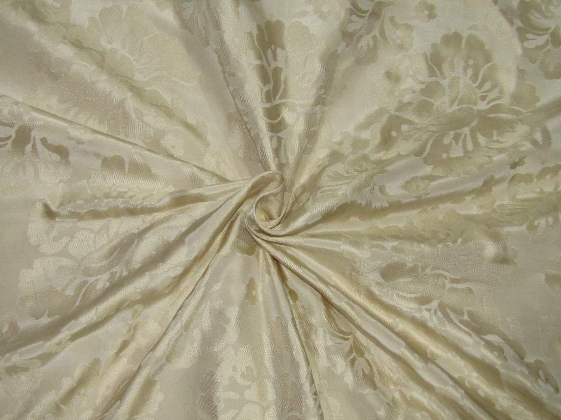 Taffetas de soie jacquard crème damassé TAFJ28c coupon 1m