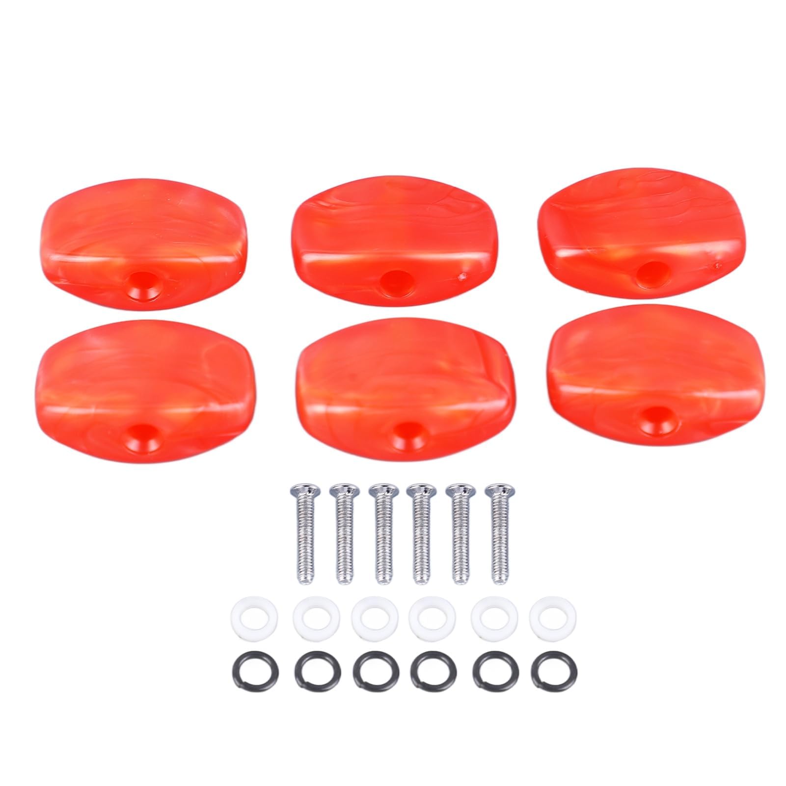 6Pcs Guitar Tuning Peg Buttons, Tuning Key Button Heads Tuners Machine Handle Heads Grip Tuner Buttons for Electric Acoustic Guitar MachineHeads Buttons Knobs Handle(Red)
