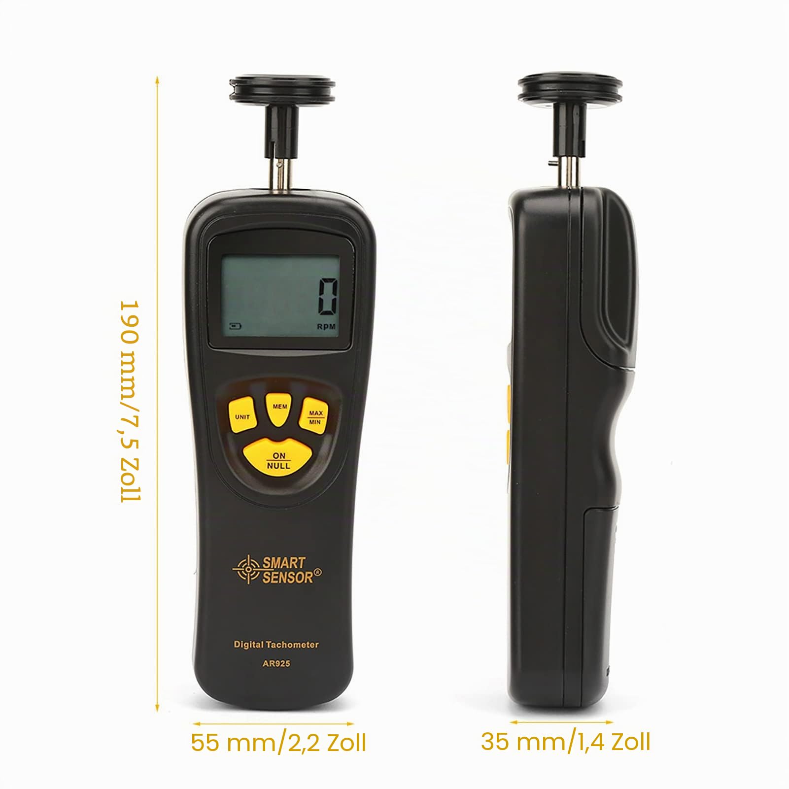 Walfront Smart Sensor Digitaler Tachometer, 0,5~19999 Digitaler Drehzahlmesser Drehzahl Digitaler Fototachometer mit LCD-Hintergrundbeleuchtung, digitaler Hand-Tachometer