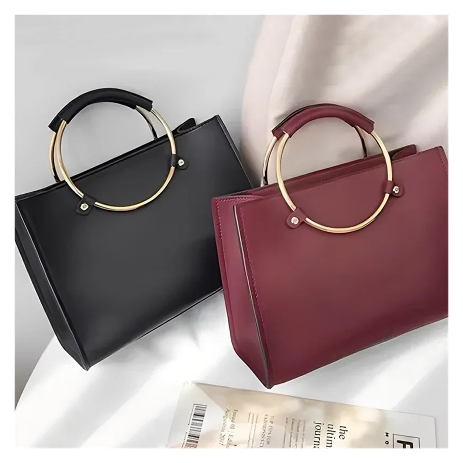 MRKU Asa de Madera para Bolso, Accesorios para Bolsos, Manualidades, Bricolaje, Redondo, 1/5 Piezas, Anillo de Hierro Redondo de Metal, Repuesto para Estuche de Mujer para Bolso