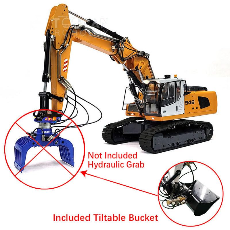 1/14 946-3 10CH Hydraulic Tracked RC Bagger Metall Kippbare Eimer Ripper Motor Servo ESC LESU Baufahrzeug