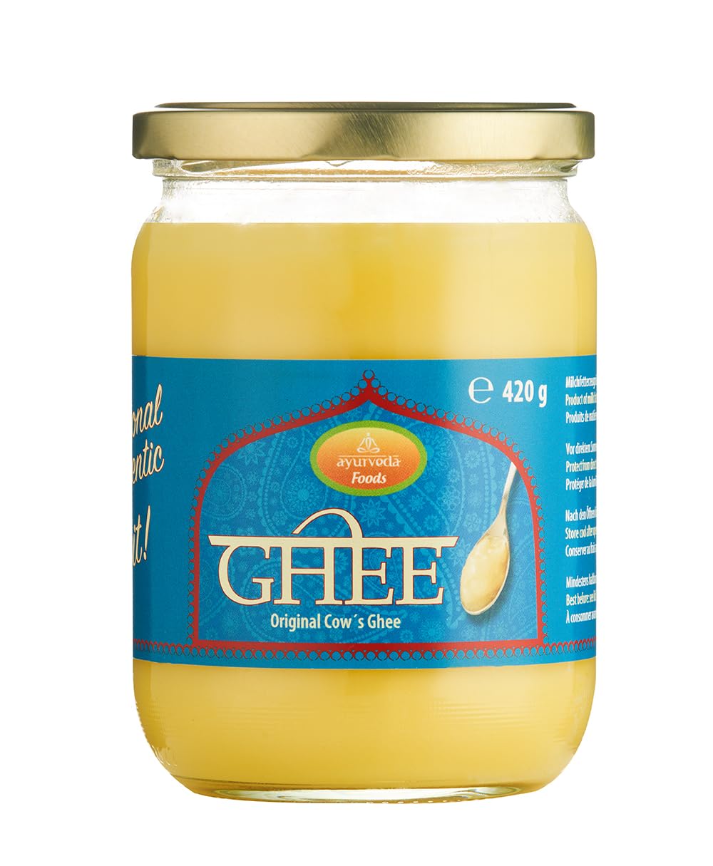 Ayurveda Foods - Premium traditional & authentic Ghee 6er Set à 420g, sehr lange Haltbarkeit, Brat- Kochfett