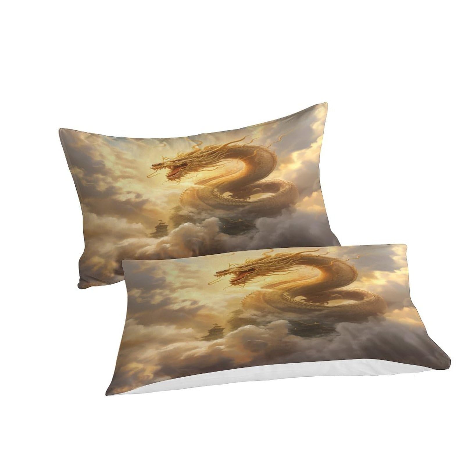 Stampato in 3D Loong cinese Copertina Stampata Microfibra Disegnata Biancheria Da Letto Ipoallergenico Set 3 Pezzi,Double（200x200cm）, Per Ragazzi Adulti
