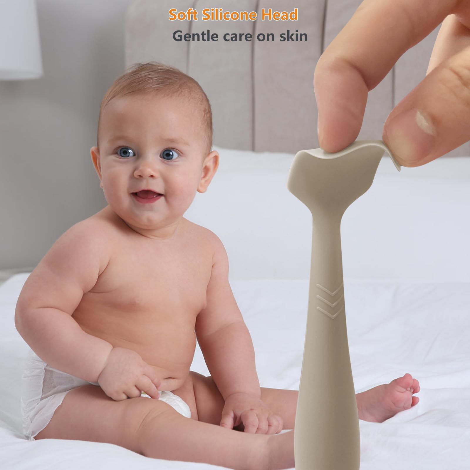 ROHISOM Baby Diaper Cream Spatula - Baby Diaper Rash Cream Applicator for Butt Paste Diaper Cream - Newborn Baby Essentials, Baby Shower Gifts (gray, green, brown)