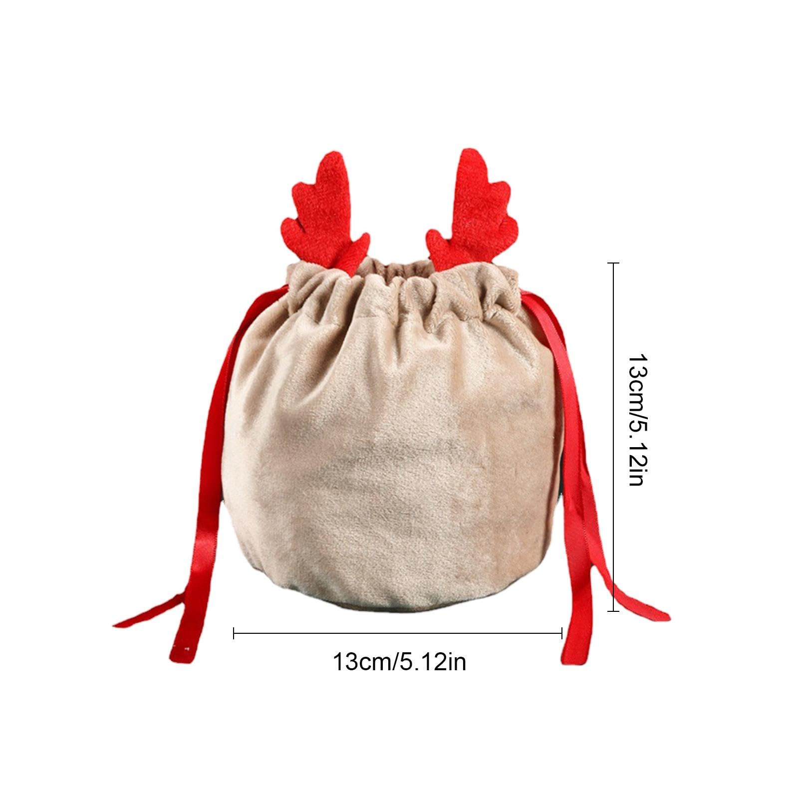 Sacchetti di Natale con Corna, Sacchetto di Velluto con Coulisse per Caramelle, Gioielli con Papillon, Decorazioni Natalizie, Sacchetto di Natale, Sacchetto con Coulisse di