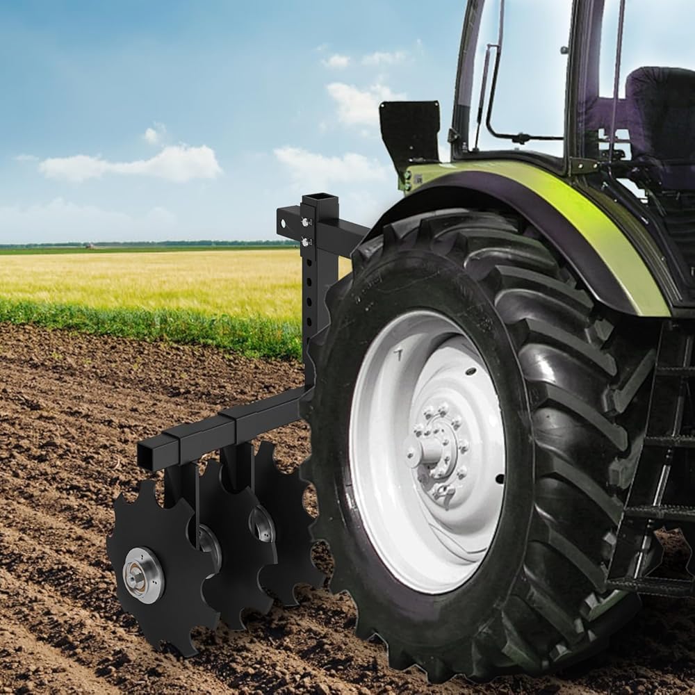 Herse à disque de largeur avec support de récepteur universel, charrue à disque de coupe avec hauteur réglable, tire derrière la motoculteur, herse à charrue pour VTT, UTV, N