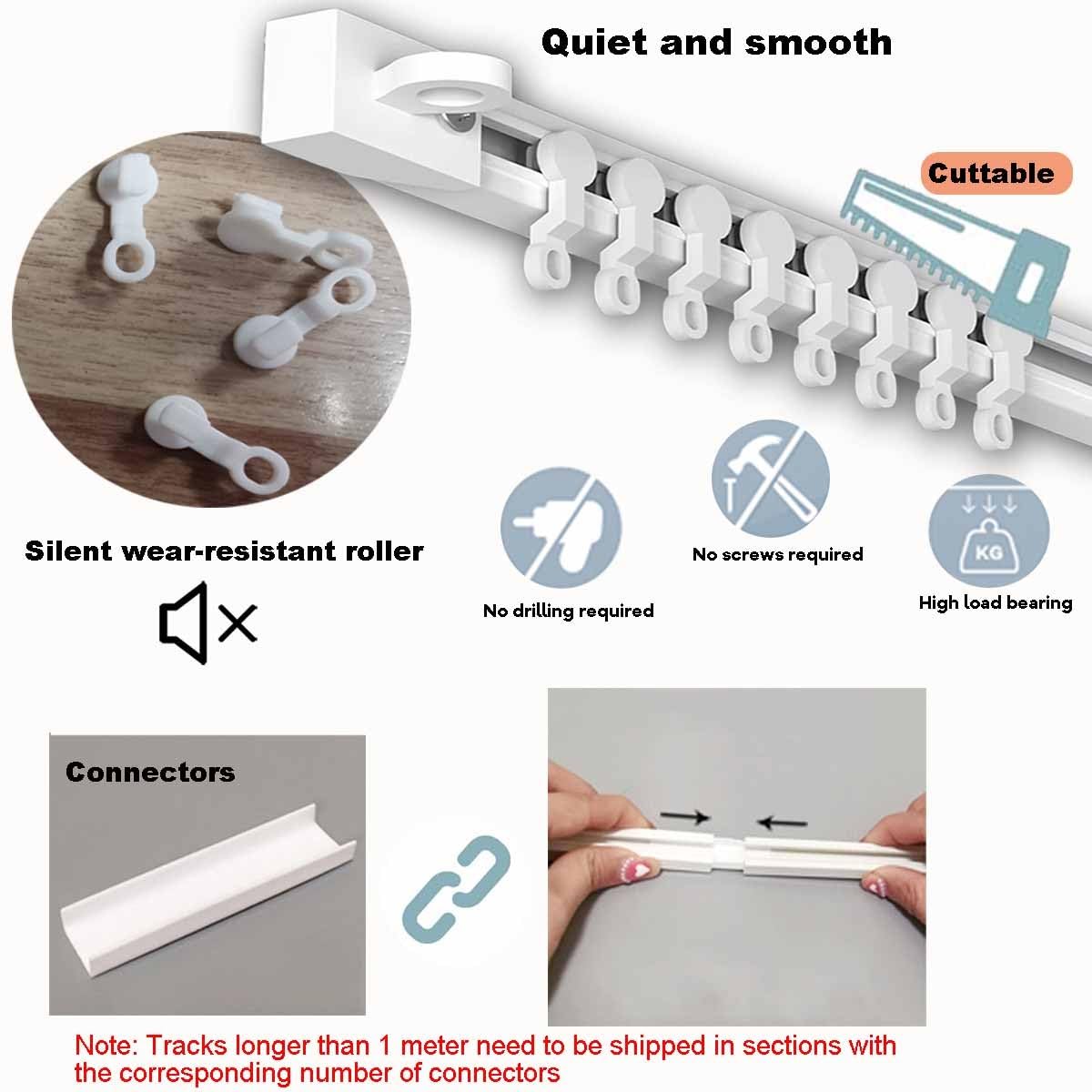 Tringle à rideaux ultra fine - Fixation murale - Auto-adhésive - Séparateur de pièce - Tringle de douche sans perçage - 320 cm
