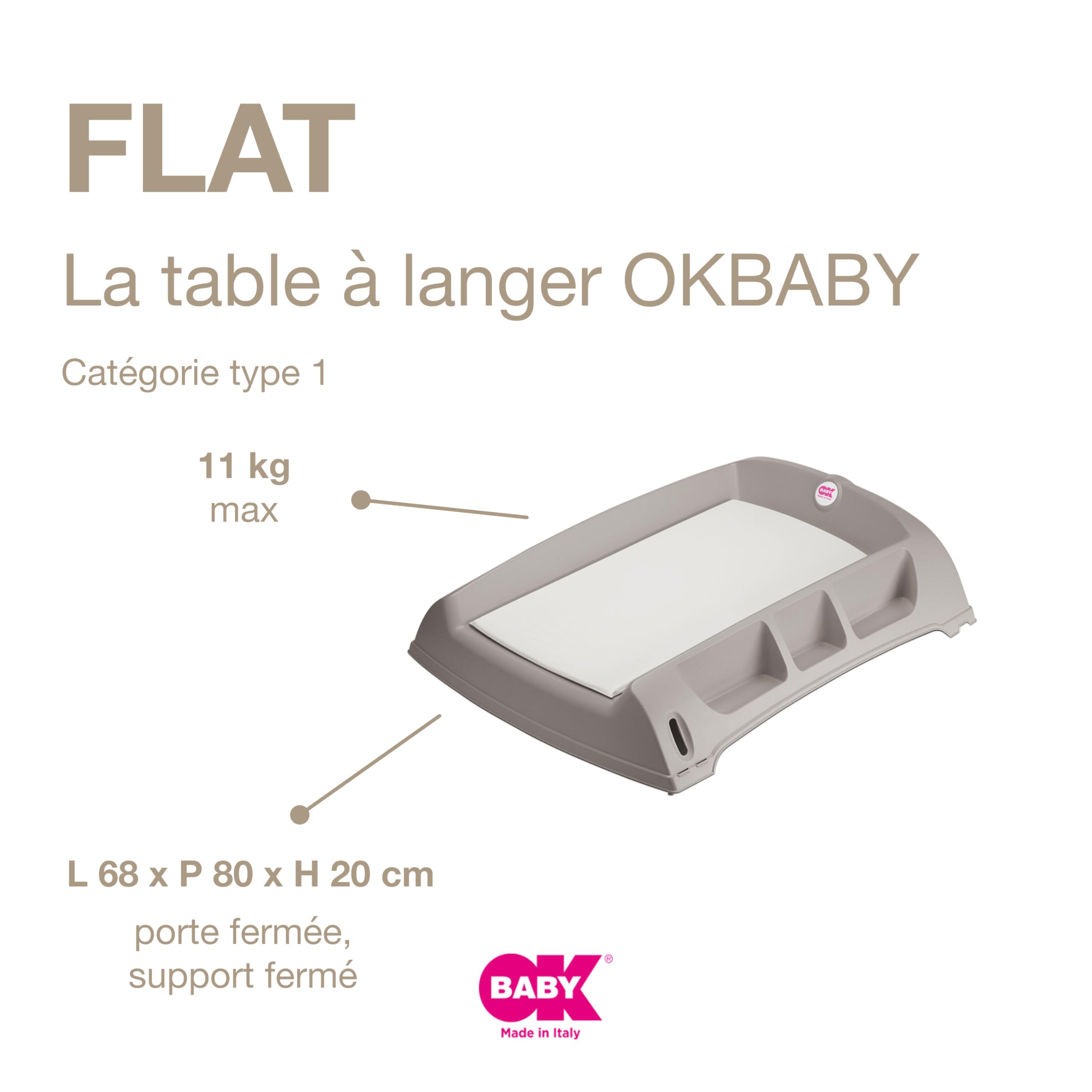 OKBABY Flat Matelas à Langer pour Table Lit Baignoire Enfants Max 11 Kg 12 Mois