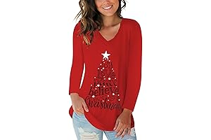 Women's Long Sleeve V-Neck Shirts: Elevate Your Christmas Style
