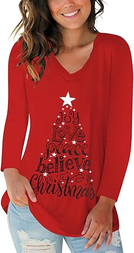 Tobrief Women's Long Sleeve V-Neck Shirts