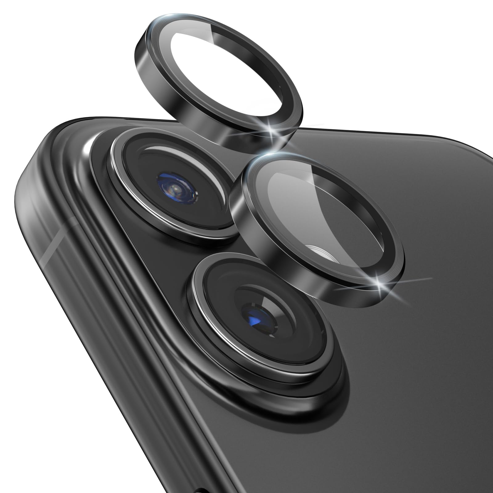 Protecteur D'objectif Caméra Pour IPhone 17 (6,3") - Verre Trempé 9H, Anneau Métal - Noir - 4