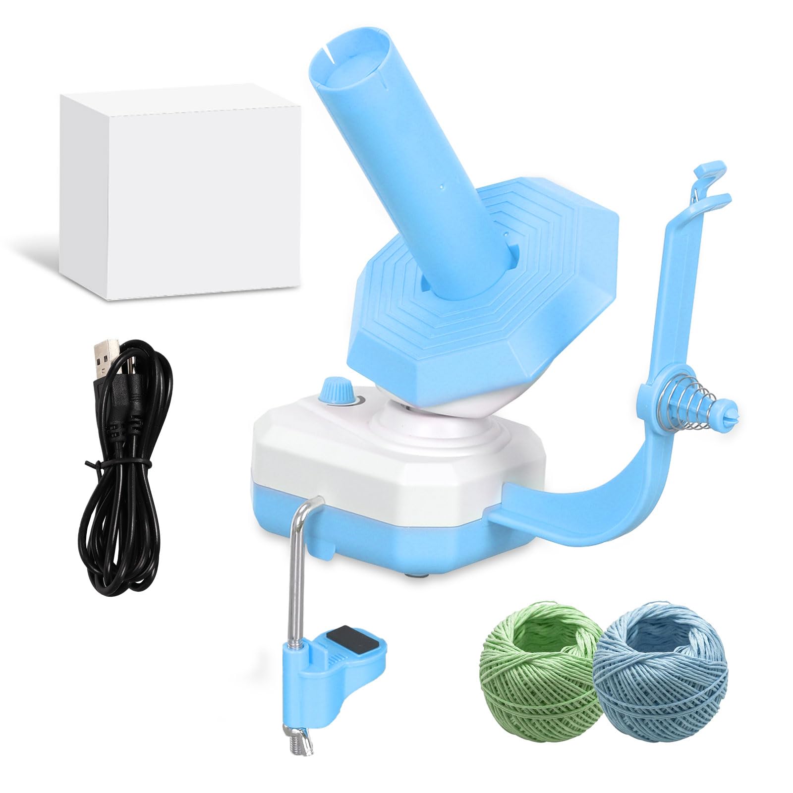 Bobinadora de Hilo, Eléctrico Enrollador de Lana para Punto y Ganchillo Puede Bobinar 10 onzas de Hilo Bobinador de Lana con Guía de Hilo Enrollador de Ovillos Eléctrico para Punto y Ganchillo (Azul)