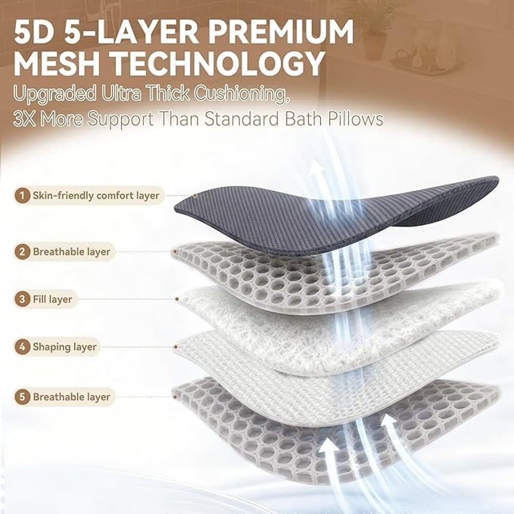 Cojín para bañera Malla 3D Transpirable Soporte ergonómico para
