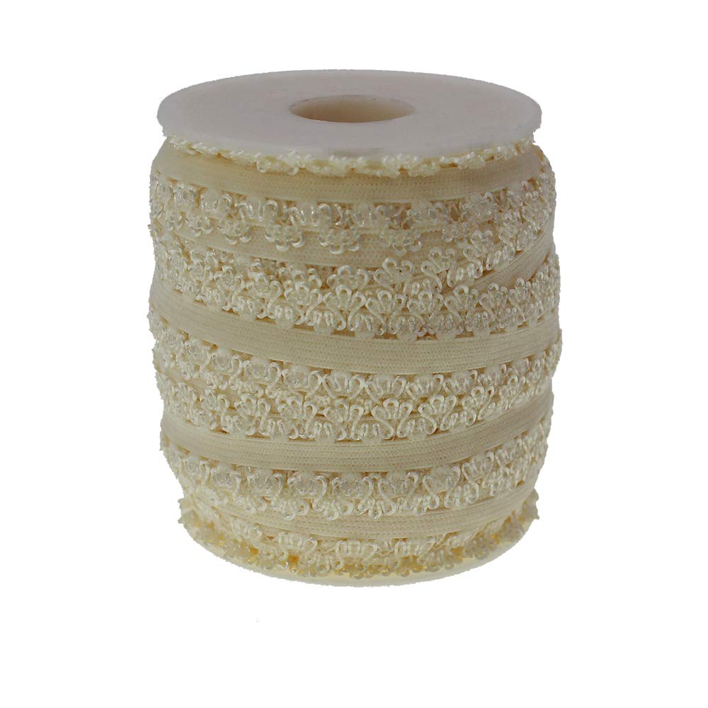 Un rollo de 16 yardas 3/4 '' borde de picot elástico, bordes con volantes y correas elásticas, encaje para diademas (beige)
