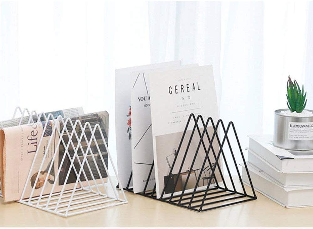 Pikify Magazine Holder, Desktop File Sorter Organizer, 8 Slot Triangle Shape (12.2" L X 7" W X 6.9" H) (Gold) 2